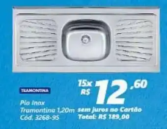 Lojas Becker Pia Inox Tramontina 1.20m oferta
