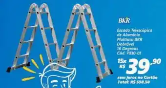 Lojas Becker Escada Telescopica de Aluminio BKR 16 Degraus oferta