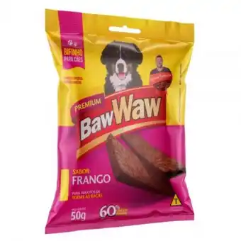 X Supermercados Bifinho para cães baw waw frango adultos de todas as raças embalagem 50g oferta