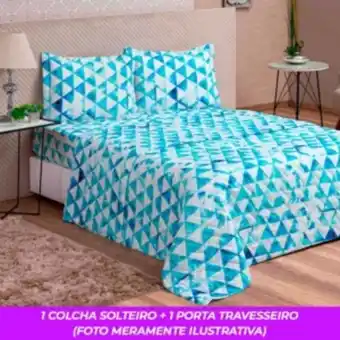 Vest Casa Kit cobre leito colcha solteiro col vidaecor 2 peças geometric blue vestcasa oferta