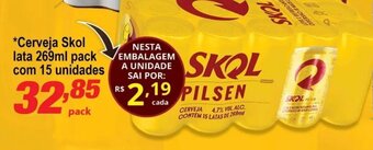 Ricoy Supermercados Cerveja Skol lata 269ml pack com 15 unidades oferta