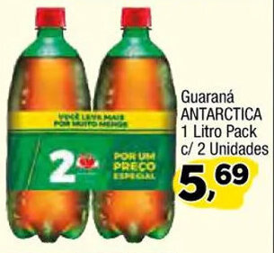 Amarelinha supermercados Guarana Antarctica 1L pack c/2 unidades oferta