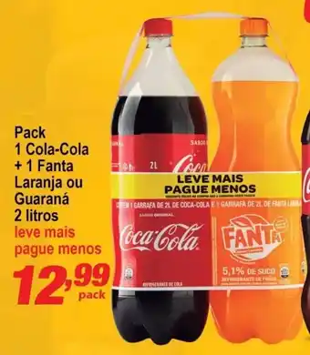 Ricoy Supermercados Pack 1 Coca + 1 Fanta Laranja ou Guarana 2L oferta