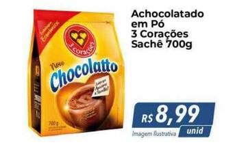 Hiper Moreira Achocolatado em pó 3 corações sachê oferta