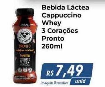 Hiper Moreira Bebida láctea cappuccino whey 3 corações pronto oferta