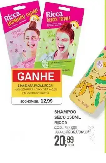 Lojas Rede Shampoo Seco Ricca 150ml oferta