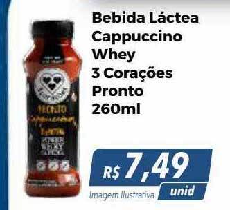 Hiper Moreira Bebida láctea cappuccino whey 3 corações pronto oferta