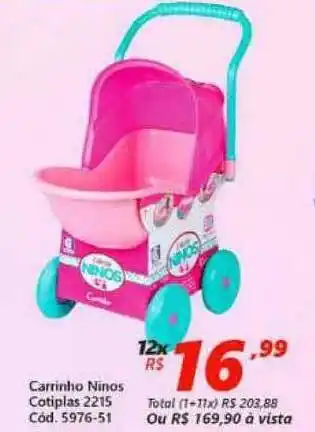 Lojas Becker Carrinho Ninos Cotiplas 2215 oferta