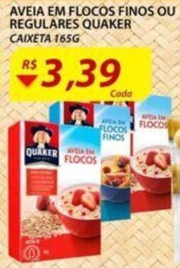 Aveia em Flocos Finos ou Regulares Quaker 165g