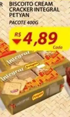 Assaí Atacadista Biscoito Cream Cracker Integral Petyan 400g oferta