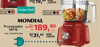 Casa e Vídeo Mondial Processador MP16 oferta