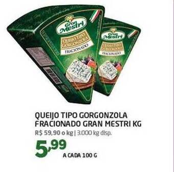 Cooper Queijo tipo gorgonzola fracionado gran mestri kg oferta