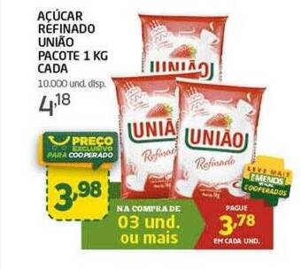 Cooper Açúcar refinado união pacote cada oferta