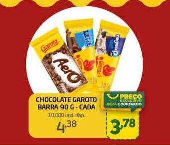 Chocolate garoto barra - cada