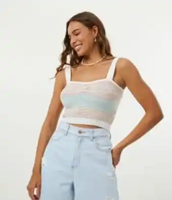 Renner Blusa regata cropped em tricô com listras oferta