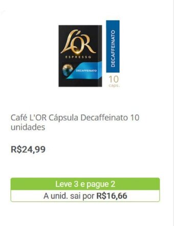 Cafe L'or Capsula Decaffeinato 10 unidades