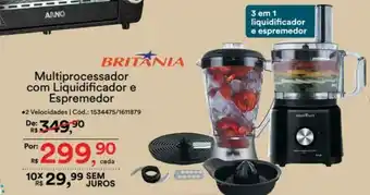 Casa e Vídeo Britania Multiprocessador com Liquidificador e Espremedor oferta