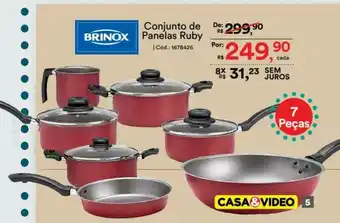 Casa e Vídeo Conjunto de Panelas Ruby oferta