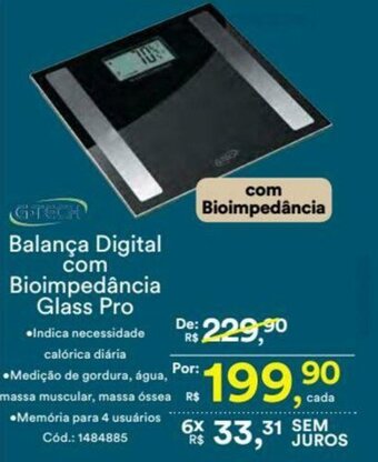Balanca Digital com Bioimpedancia Glass Pro