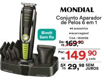 Casa e Vídeo Mondial Conjunto Aparador de Pelos 6 em 1 oferta