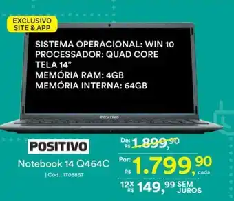 Casa e Vídeo Positivo Notebook 14 Q464C oferta