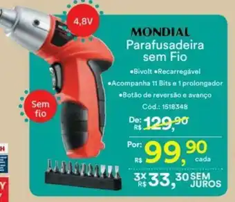 Casa e Vídeo Mondial Parafusadeira sem Fio oferta