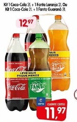 Cercadão Kit 1 Coca Cola 2L + 1 Fanta Laranja 2L ou Kit 1 Coca Cola 2L + 1 Fanta Guarana 2L oferta