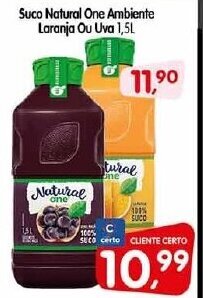 Cercadão Suco Natural One Ambiente Laranja ou Uva 1.5L oferta
