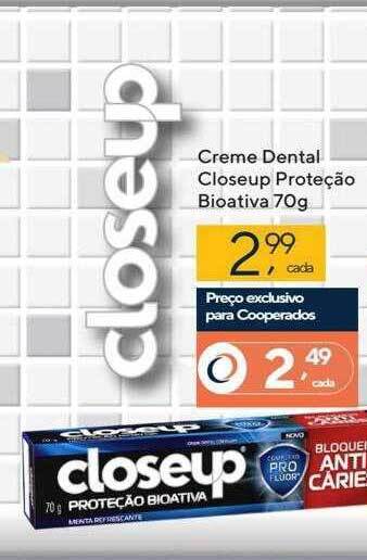 Coop Creme dental closeup proteção bioativa oferta
