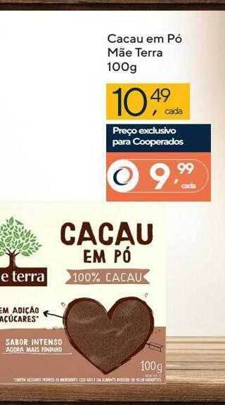 Coop Cacau em pó mãe terra oferta