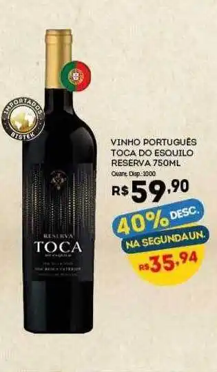 Bistek Supermercados Vinho português toca do esquilo reserva oferta