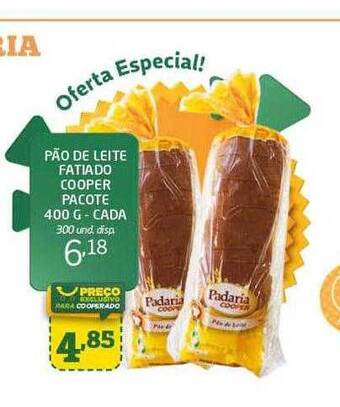 Cooper Pão de leite fatiado cooper pacote cada oferta