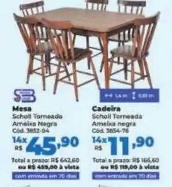Lojas Becker Mesa cadeira scholl torneada oferta