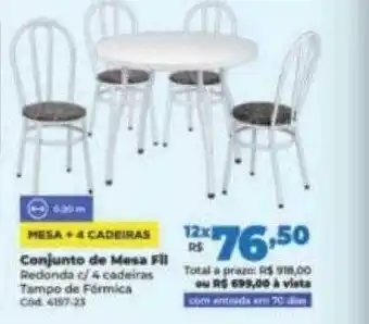 Lojas Becker Conjunto de mesa fil redonda c 4 cadeiras oferta