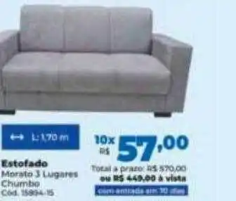 Lojas Becker Estofado morato 3 lugares chumbo oferta
