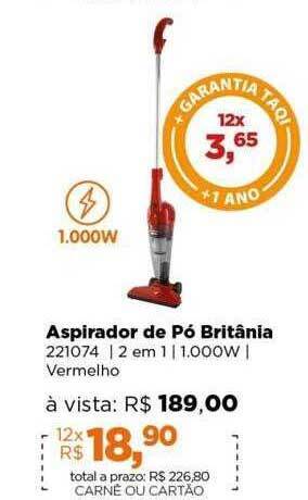 Lojas TaQi Aspirador de pó britânia oferta