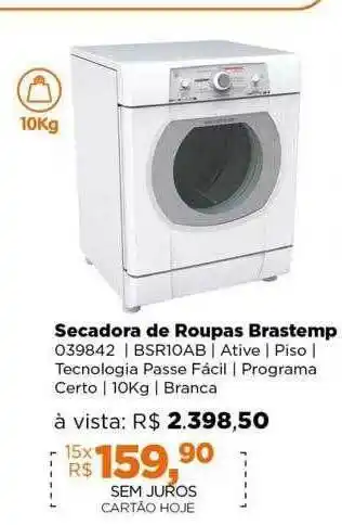 Lojas TaQi Secadora de roupas brastemp oferta