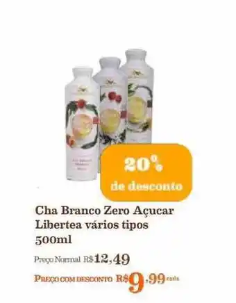 Cha branco zero açucar libertea varios tipos 20% de desconto