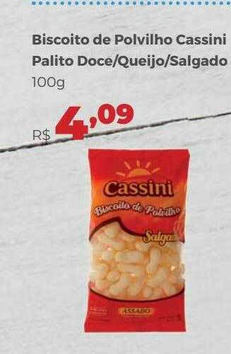 Villarreal Supermercados Biscoito de polvilho cassini palito doce queijo salgado oferta