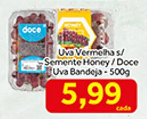 Shibata Supermercados Uva Vermelha s/ Semente Honey/ Doce Uva Bandeja 500g oferta