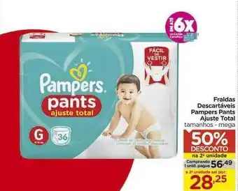 Carrefour Fraldas descartaveis pampers pants ajuste total tamanhos mega 50% desconto na 2a unidade oferta