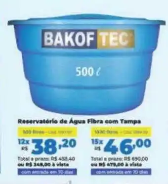 Lojas Becker Reservatório de água fibra com tampa bakof tec oferta