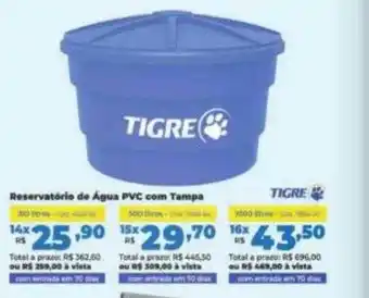 Lojas Becker Reservatório de água pvc com tampa tigre oferta