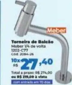 Lojas Becker Torneira de balcão meber oferta