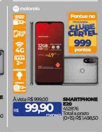 Lojas Certel Smartphone e20 oferta