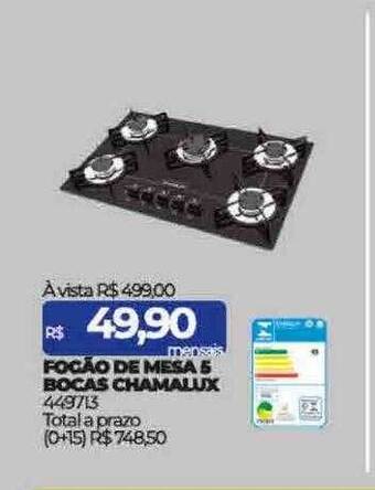 Lojas Certel Fogão de mesa 5 bocas chamalux oferta