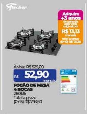 Lojas Certel Fogão de mesa 4 bocas oferta