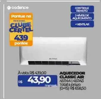 Lojas Certel Cadence aquecedor clássic air oferta