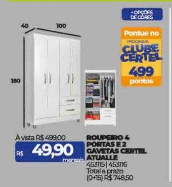 Lojas Certel Roupeiro 4 portas e 2 gavetas certel atualle oferta