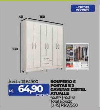 Lojas Certel Roupeiro 6 portas e 2 gavetas certel atualle oferta